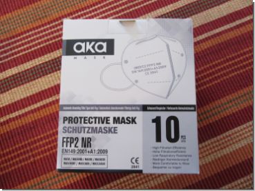 FFP2 Schutzmaske EN149:2001+A1:2009 CE 2841, Kartons a 10 Stück
