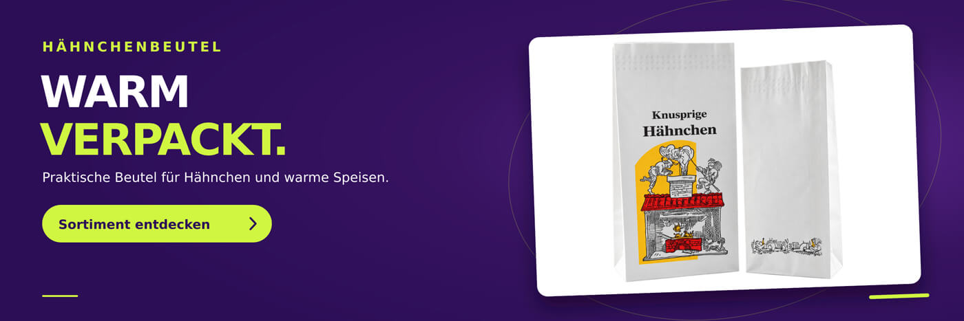 Praktische Beutel für Hähnchen und warme Speisen.