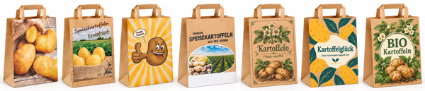 Papiertragetasche Kartoffel mit Flachhenkel