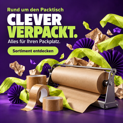 Papierabroller, Kleberollen und Füllpapier für den Packtisch